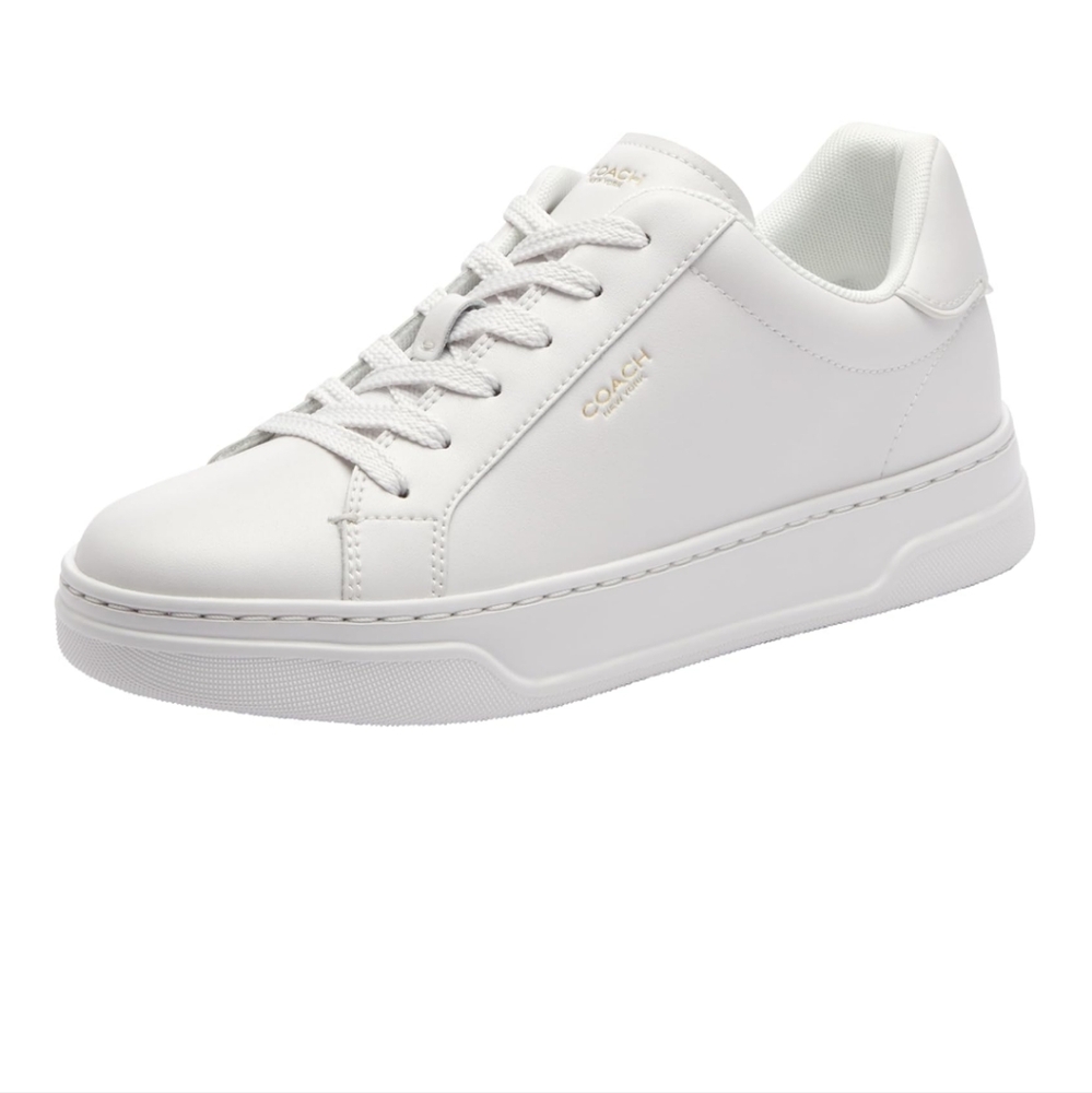 Coach Women's High Line White Sneakers with Iconic Logo Size 8.5